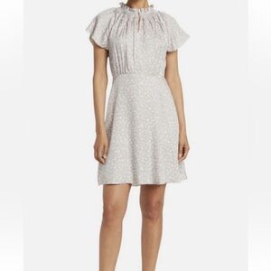 Tailored by Rebecca Taylor Daisy Short Shift Dress In Soft Gray and White